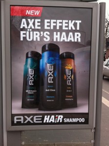 Werbeplakat mit falschem Apostroph: Axe Effekt für's Haar